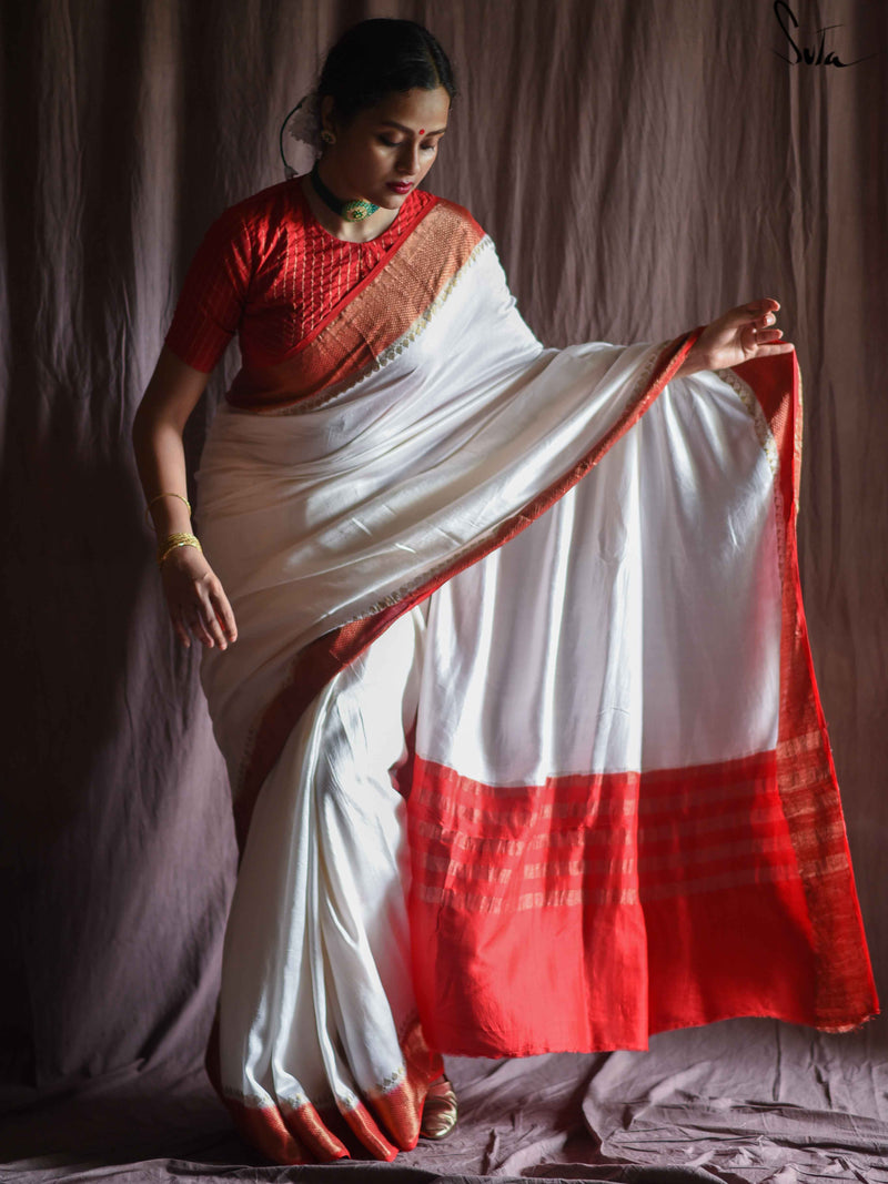 Iconic White Red Cotton Saree | Cotton sarees online, Cotton saree, Sarees  online