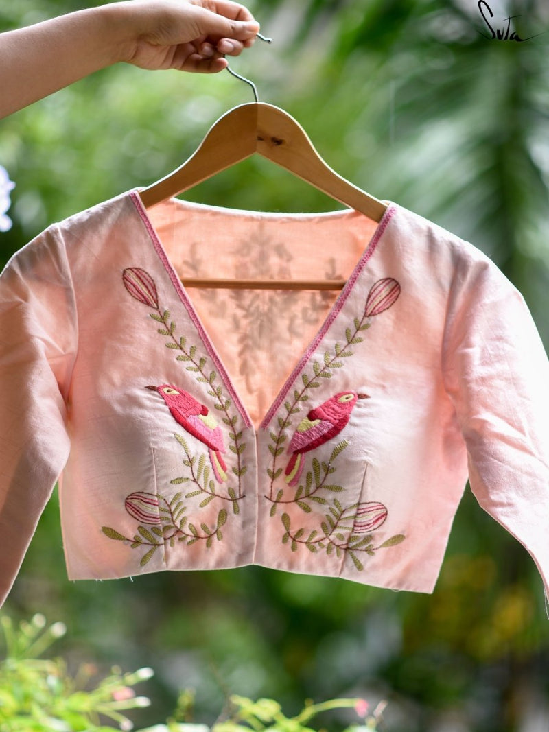 Four Pink Robins (Blouse) - suta.in