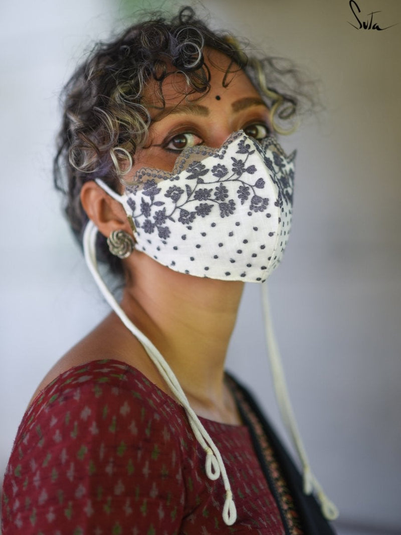 Grey Blossoms Organza (Mask)