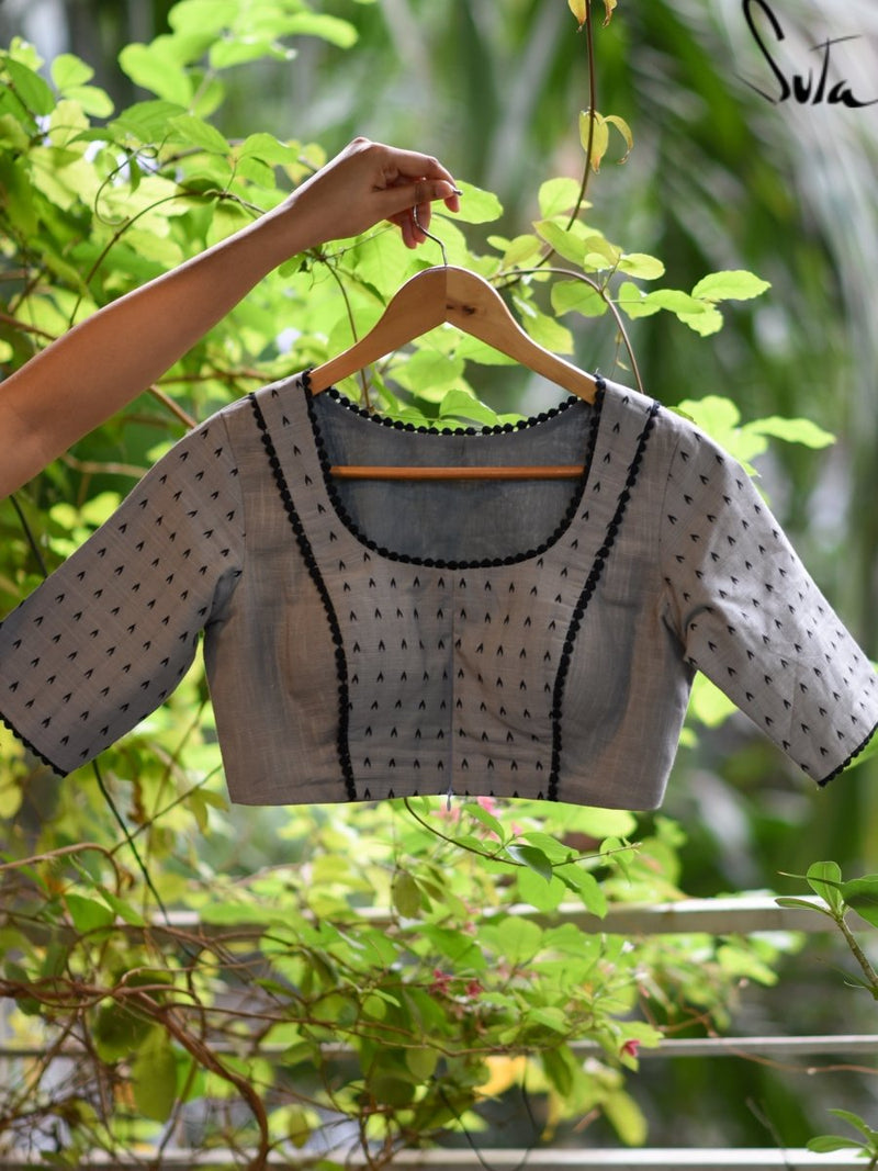 Grey Lacy roads ( Blouse ) - suta.in