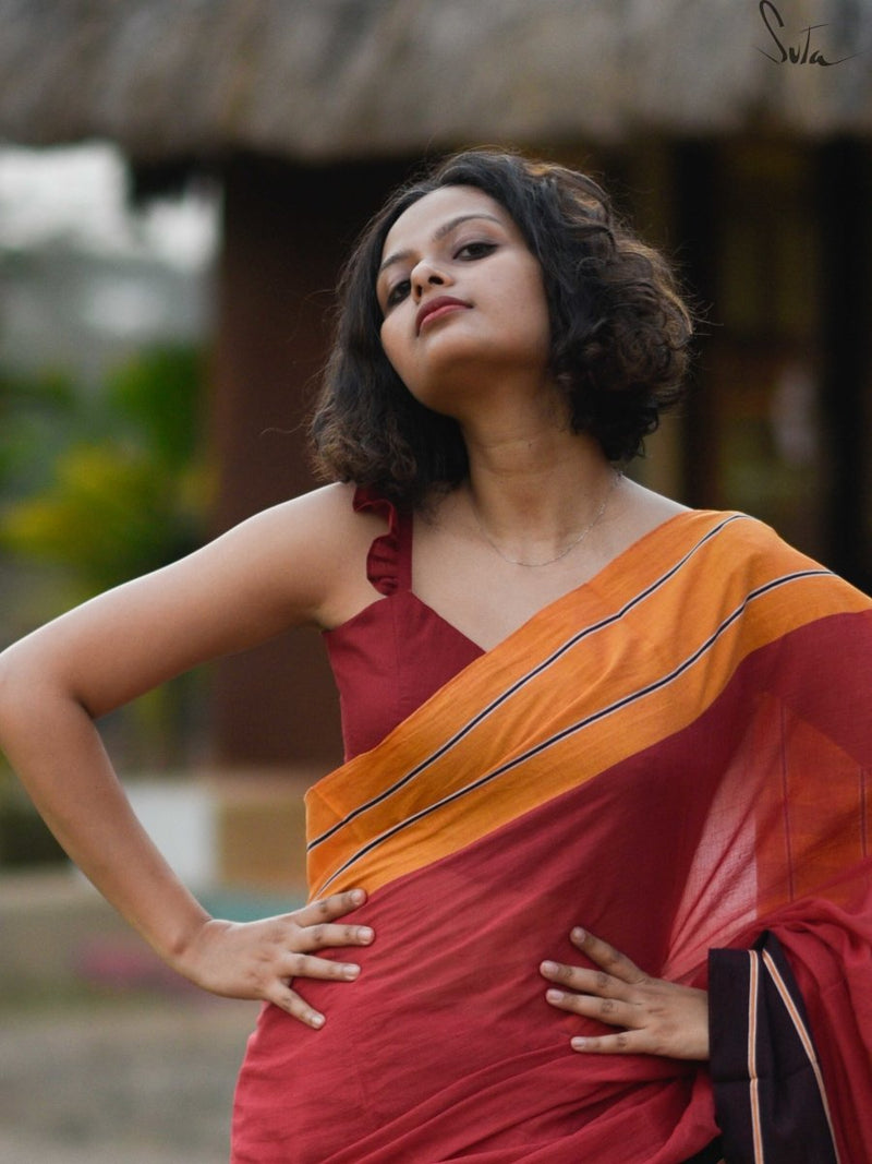 Maroon Curls (Blouse) - suta.in