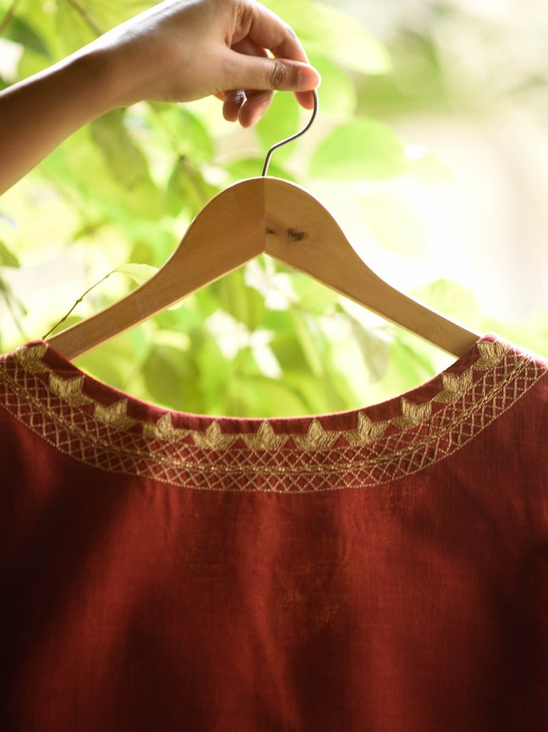 Maroon Shona (Blouse) - suta.in