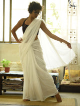 Off white Mul Saree - suta.in