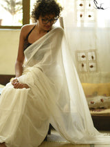 Off white Mul Saree - suta.in