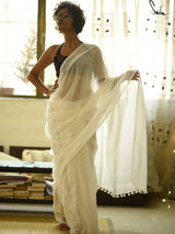 Off white Mul Saree - suta.in