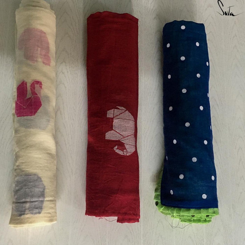 Pack of 3 - Bonne Swan , Hasthi Hathi , Eli (Baby Cloth) - suta.in