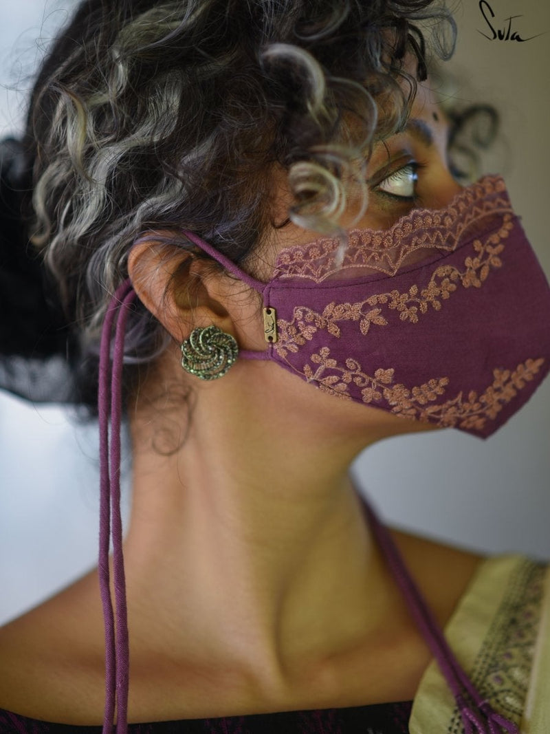 Purple Palms Organza (Mask)