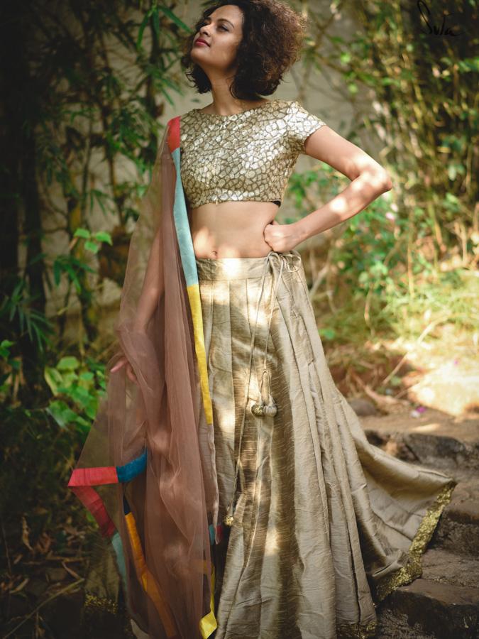 Ravishing gold Raw silkskirt - suta.in