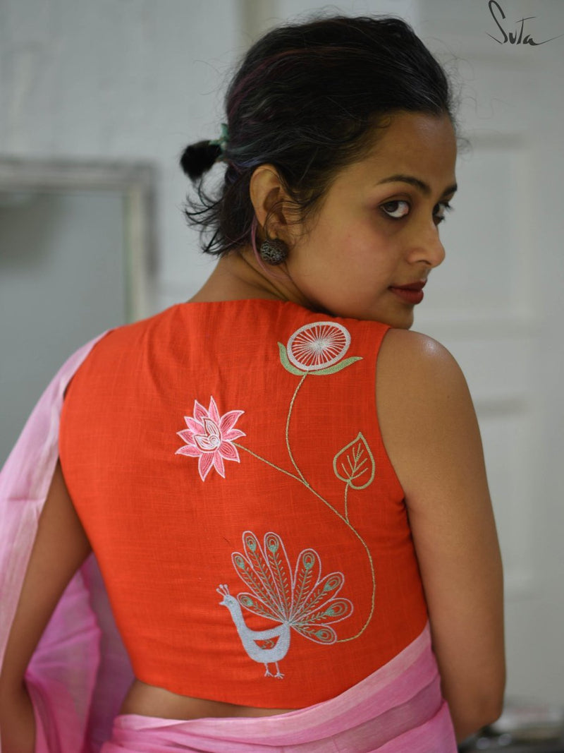 Saffron chakra (Blouse) - suta.in