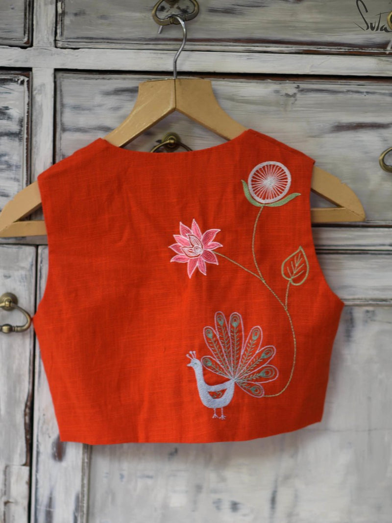 Saffron chakra (Blouse) - suta.in