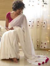 White cotton and silk threads with pink tassels - suta.in