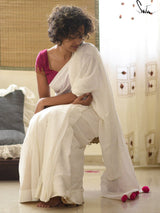 White cotton and silk threads with pink tassels - suta.in