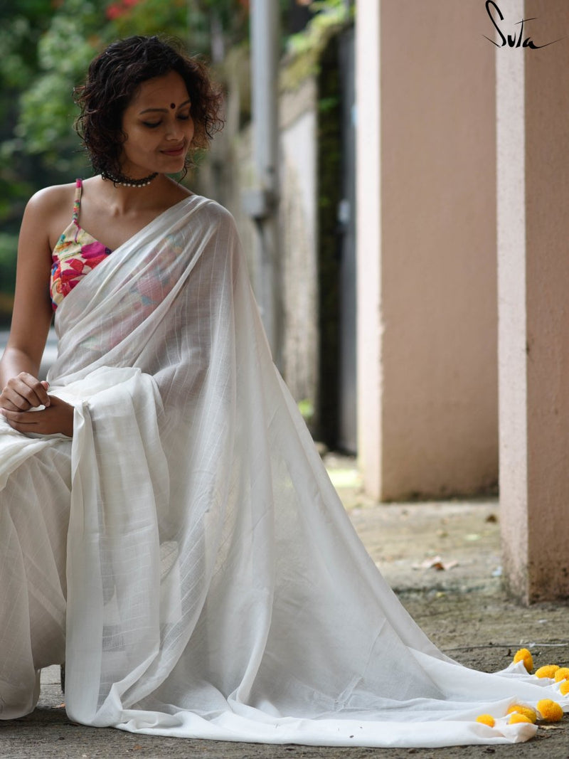 White Cotton And Silk Threads With Yellow Tassels - suta.in